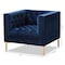 Baxton Studio Zanetta Navy Velvet Upholstered Gold Finished Lounge Chair 146-8325 - alternate 5